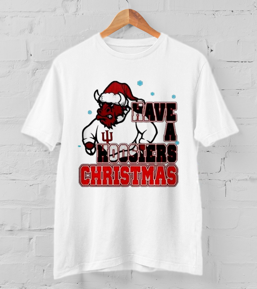 Have A Hoosiers Christmas Indiana Hoosiers Santa Mascot T-Shirt