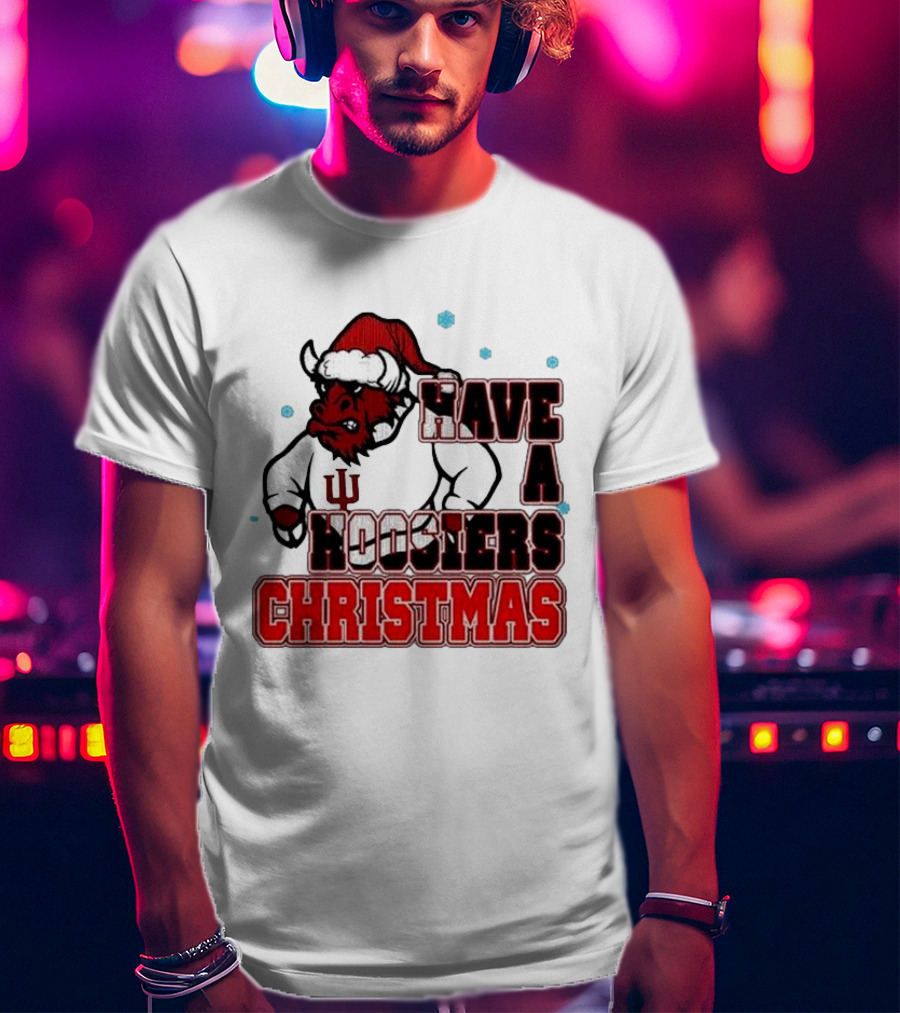 Have A Hoosiers Christmas Indiana Hoosiers Santa Mascot T-Shirt