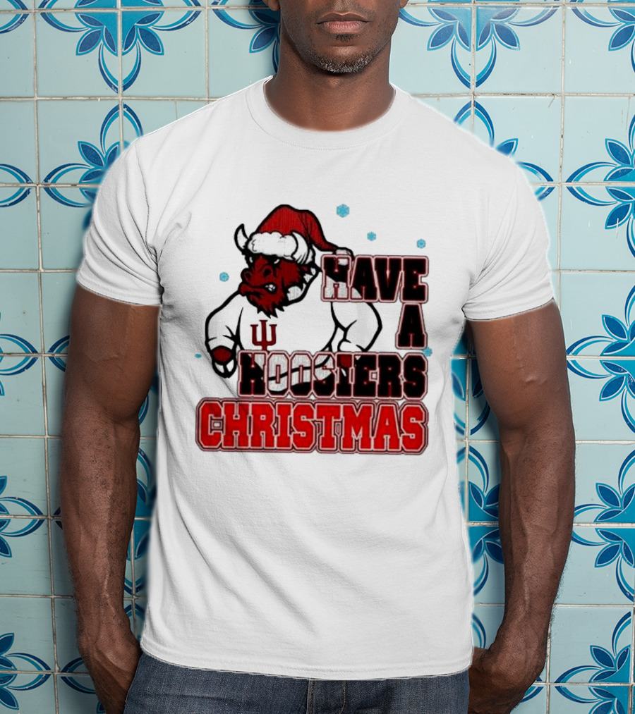 Have A Hoosiers Christmas Indiana Hoosiers Santa Mascot T-Shirt