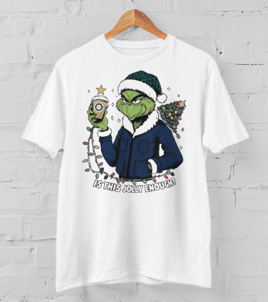 Seattle Mariners Grinch Christmas Jolly Enough Holiday Magic T-Shirt