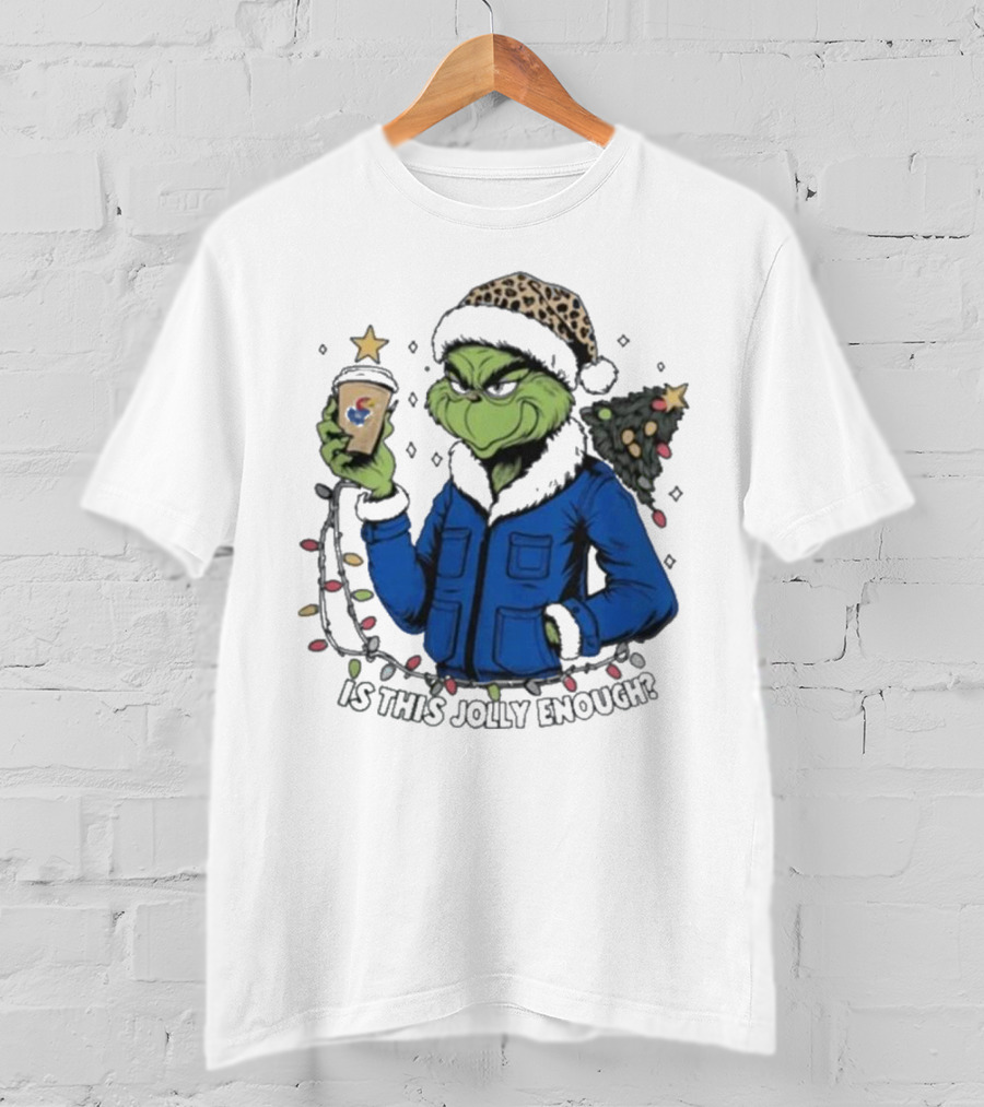 Kansas Jayhawks Grinch Is This Jolly Enough Merry Christmas T-Shirt
