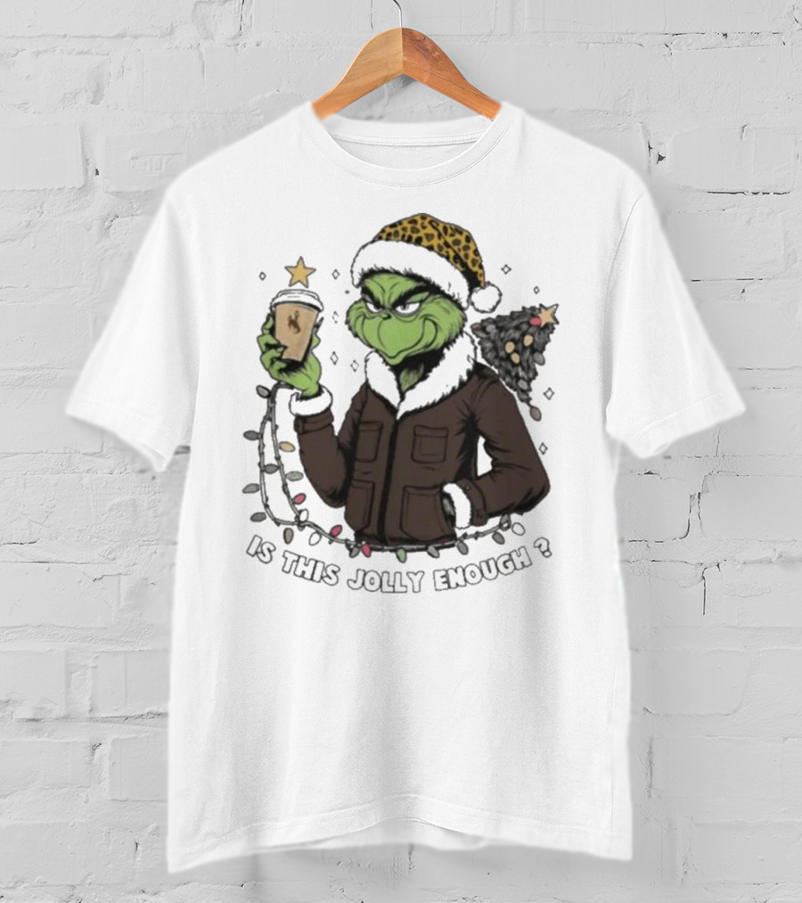 Wyoming Cowboys Grinch Santa Is This Jolly Enough Merry Christmas T-Shirt