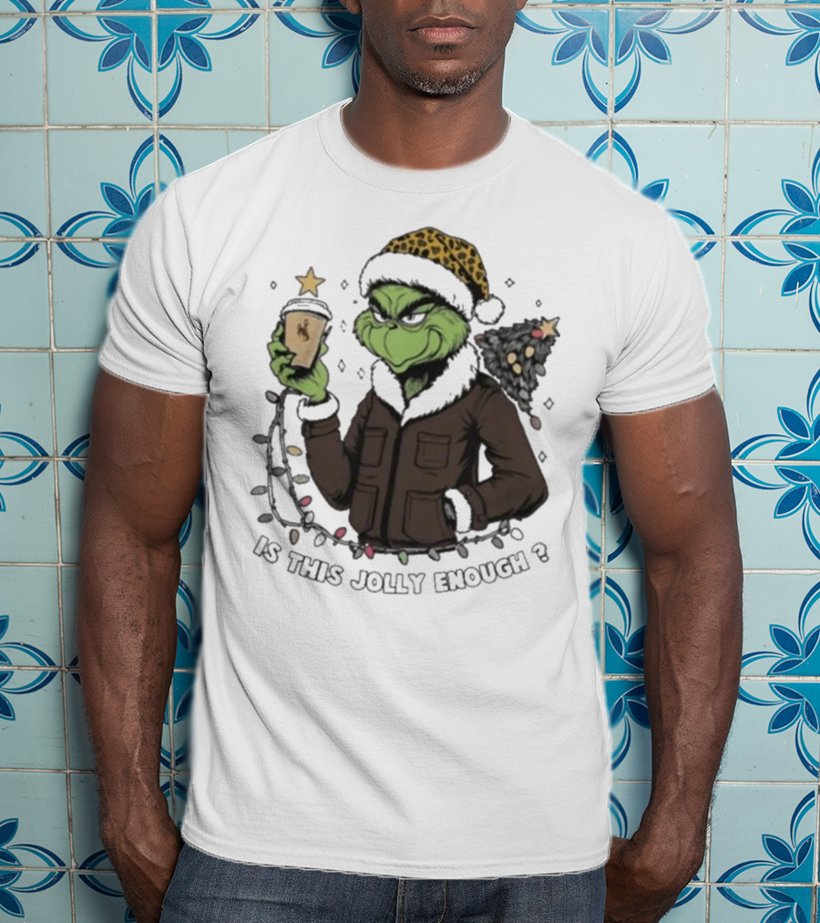 Wyoming Cowboys Grinch Santa Is This Jolly Enough Merry Christmas T-Shirt