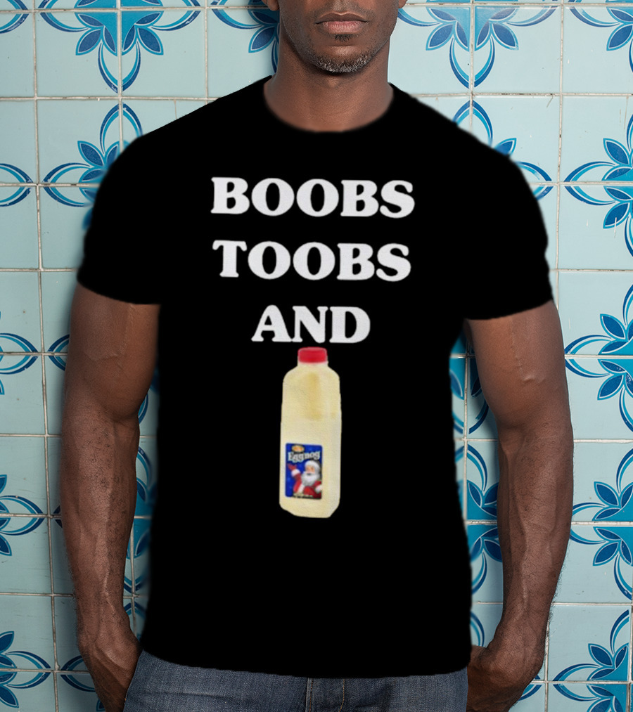 Boobs Toobs And Eggnog Santa Christmas T-Shirt