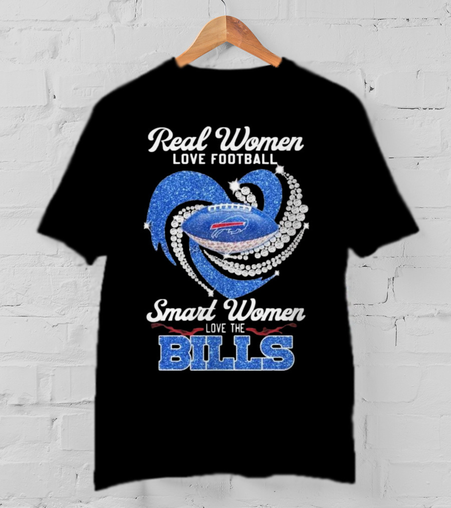 Real Women Love Football Smart Women Love The Bills Diamond Heart Buffalo Bills T-Shirt