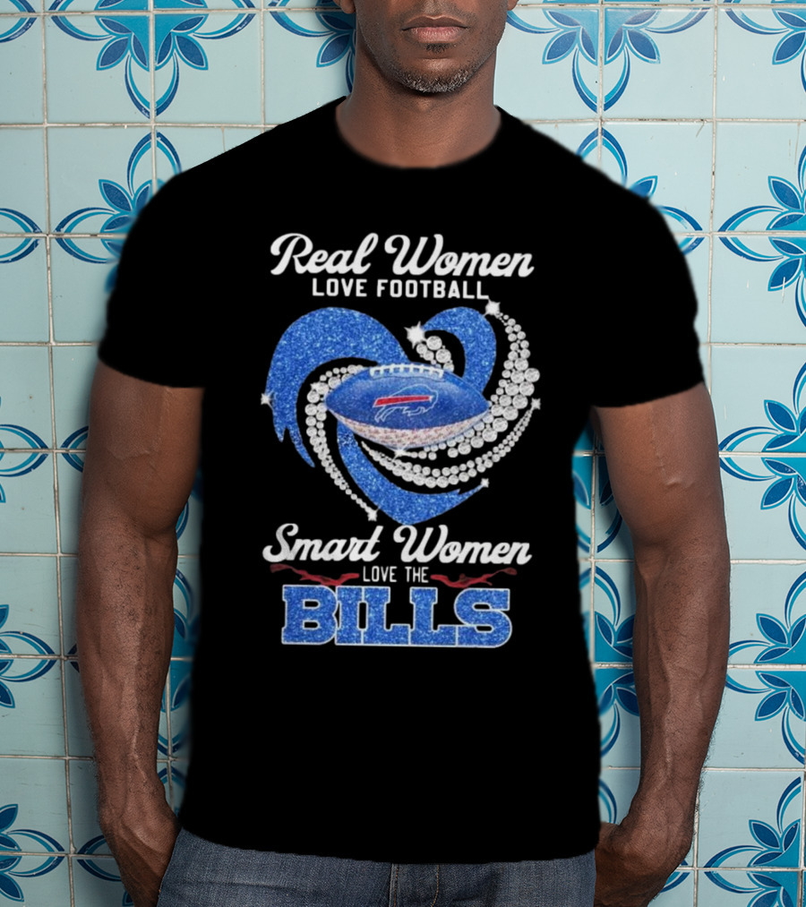 Real Women Love Football Smart Women Love The Bills Diamond Heart Buffalo Bills T-Shirt