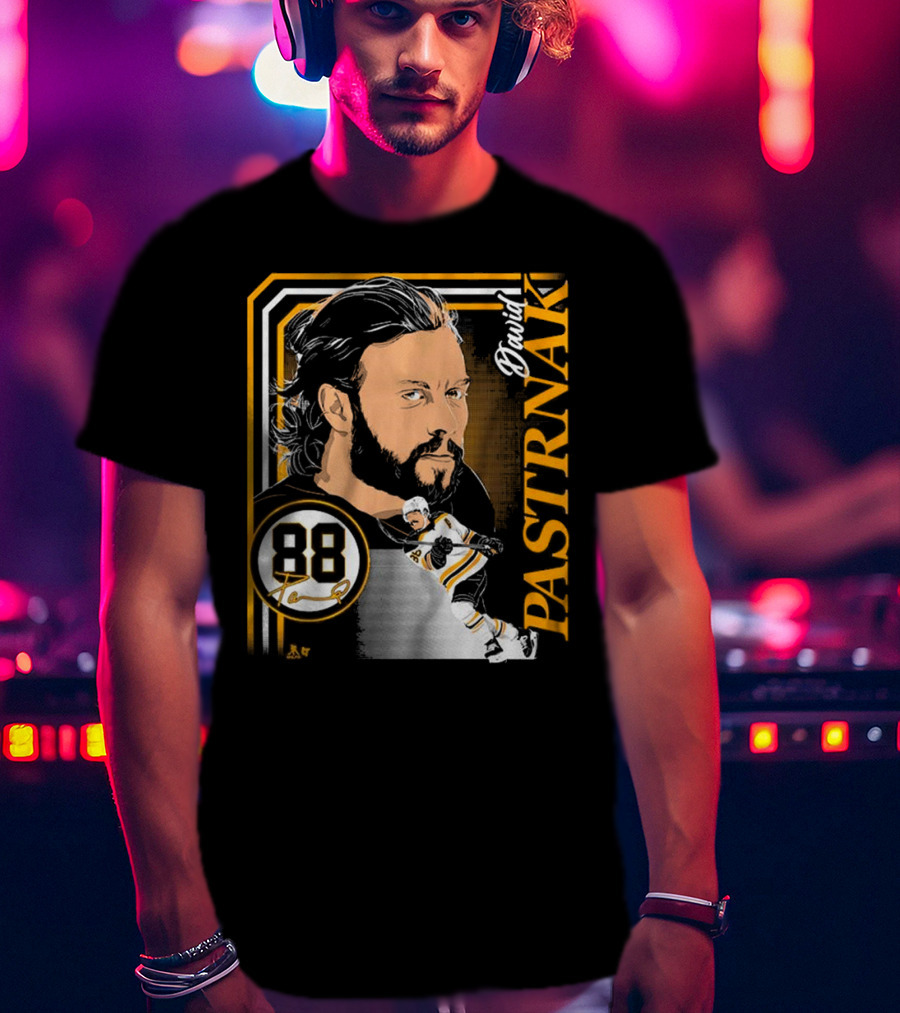 David Pastrnak 88 Hockey Illustration Collage T-Shirt