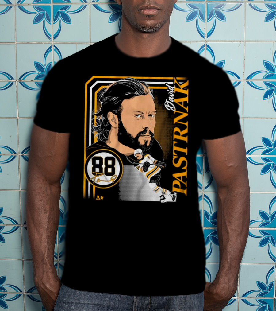 David Pastrnak 88 Hockey Illustration Collage T-Shirt
