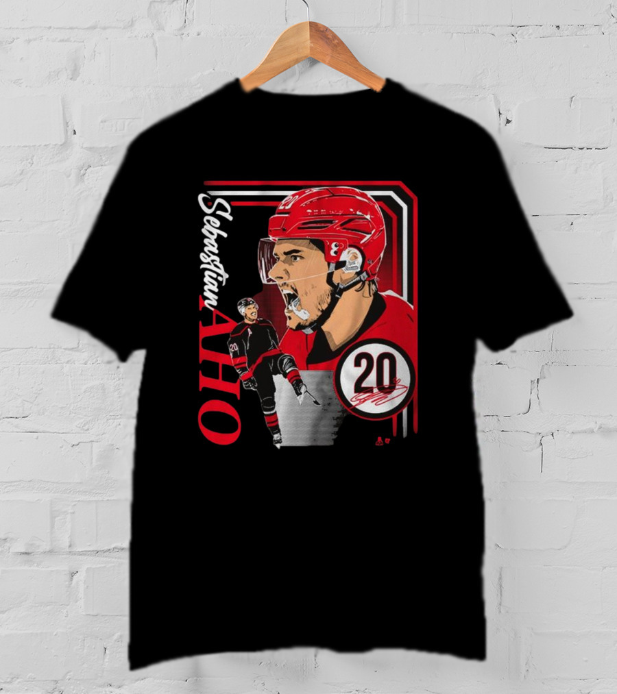Sebastian Aho Number 20 Hockey Collage Frame T-Shirt