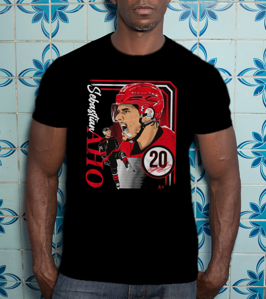 Sebastian Aho Number 20 Hockey Collage Frame T-Shirt