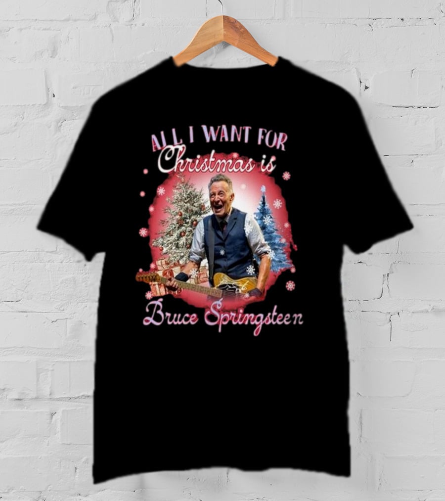 All I Want For Christmas Is Bruce Springsteen Snowflakes Christmas Trees T-Shirt