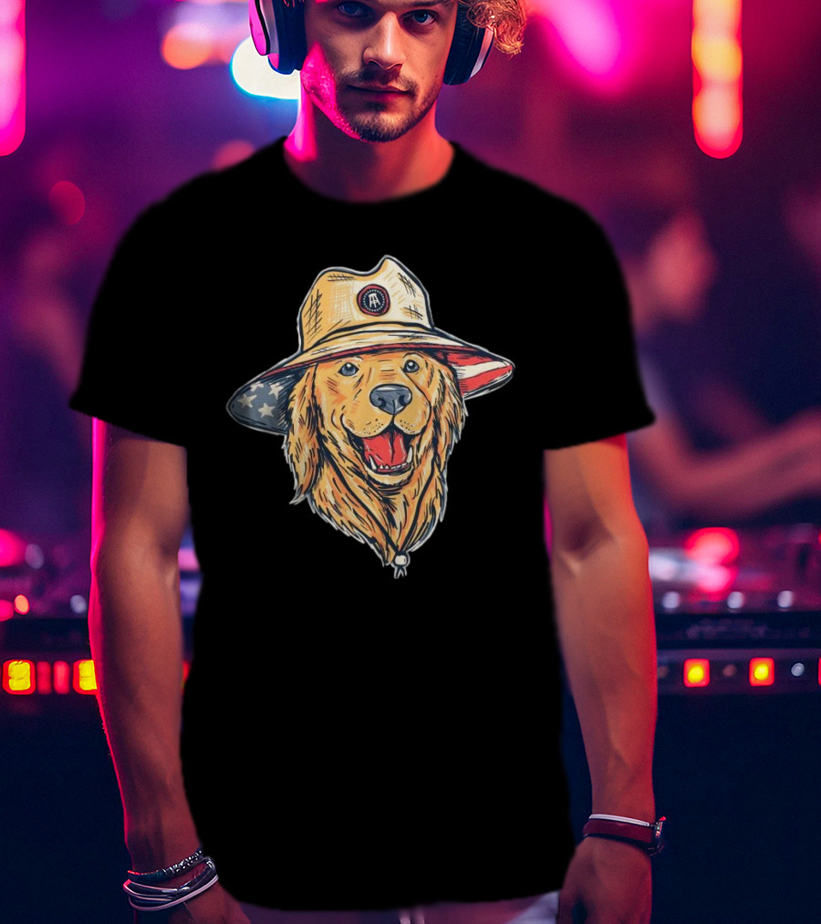 American Dog Bucket Hat USA Flag T-Shirt