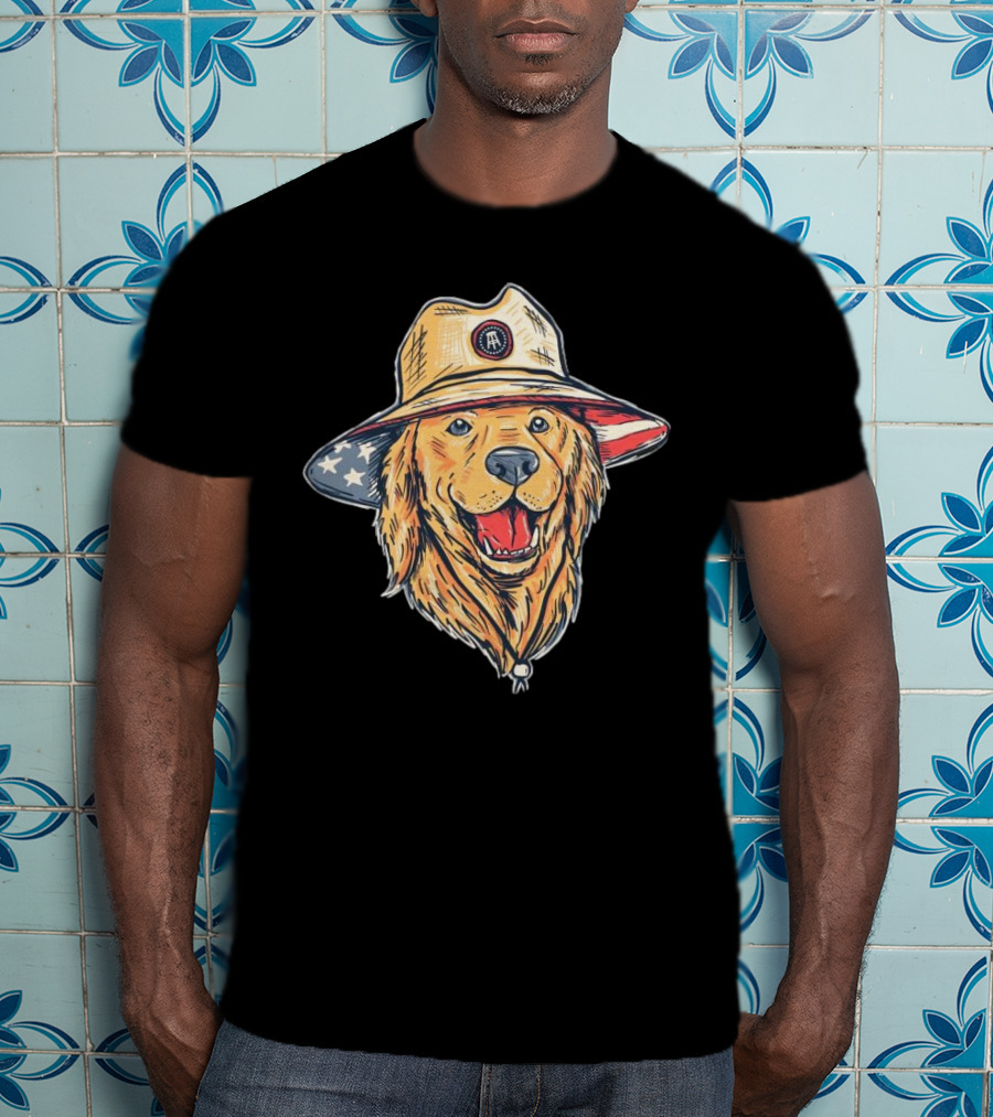 American Dog Bucket Hat USA Flag T-Shirt