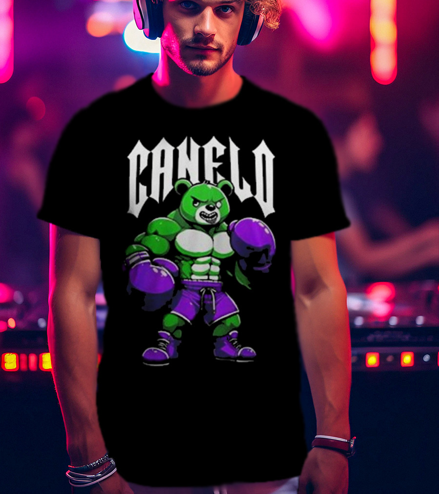 Canelo Boxing Bear In Green And Purple Gear T-Shirt