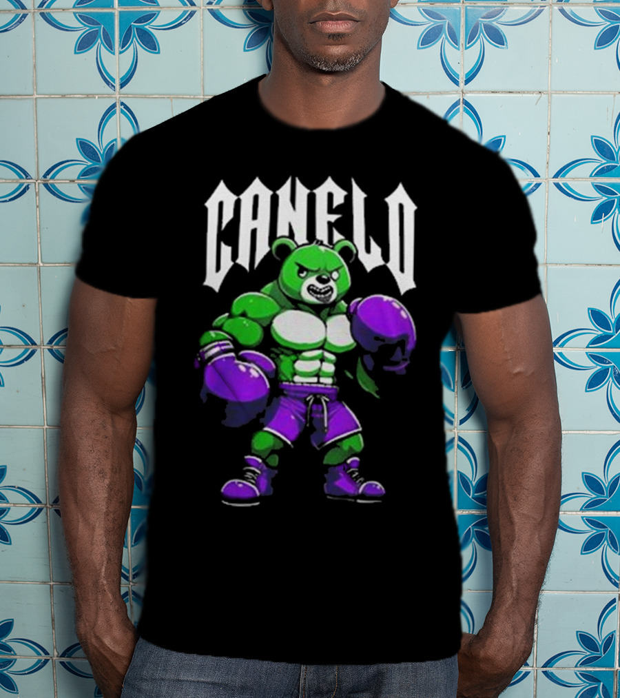 Canelo Boxing Bear In Green And Purple Gear T-Shirt