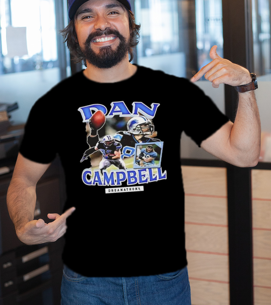 Dan Campbell Dreamathon Football Player Action Collage T-Shirt