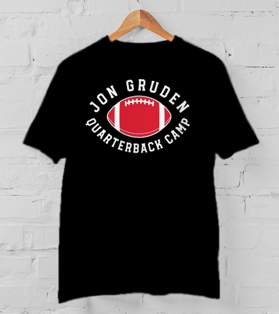 Jon Gruden Quarterback Camp Red Football Emblem T-Shirt