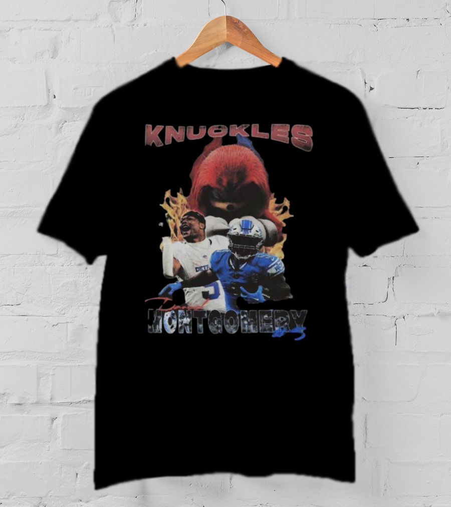 Knuckles Montgomery Detroit Lions 5 Football T-Shirt
