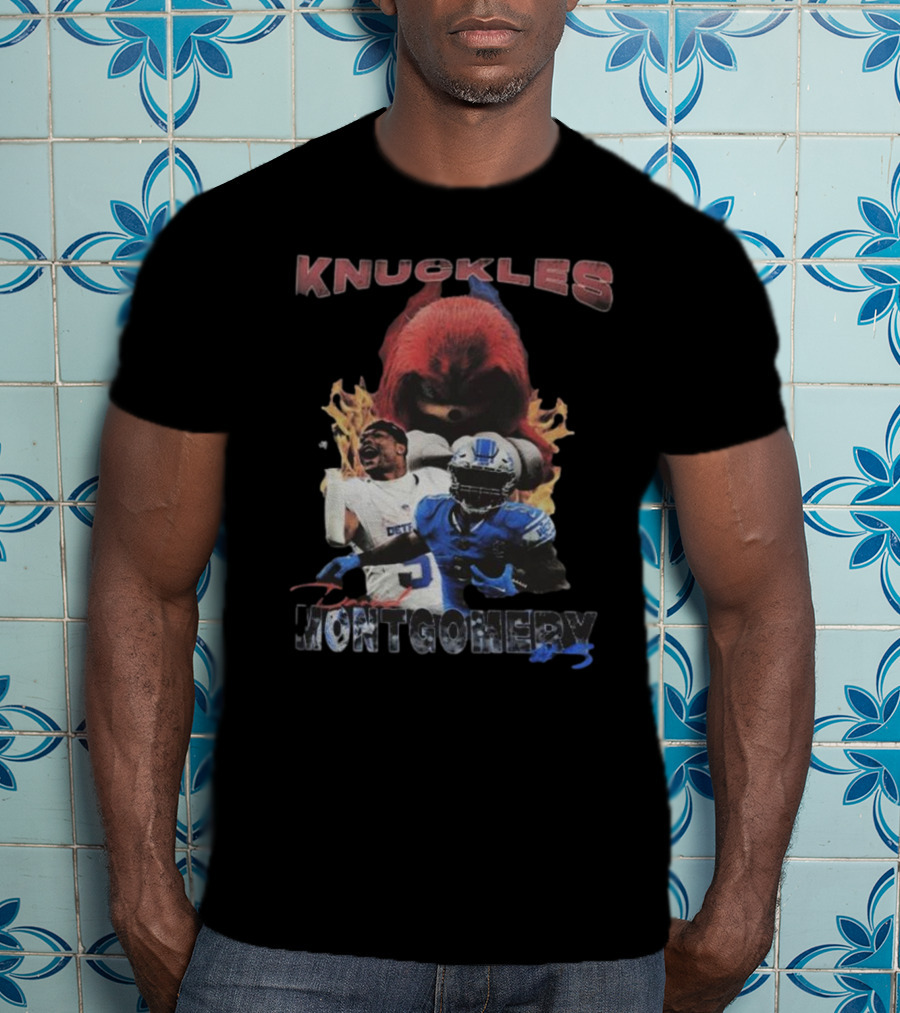 Knuckles Montgomery Detroit Lions 5 Football T-Shirt