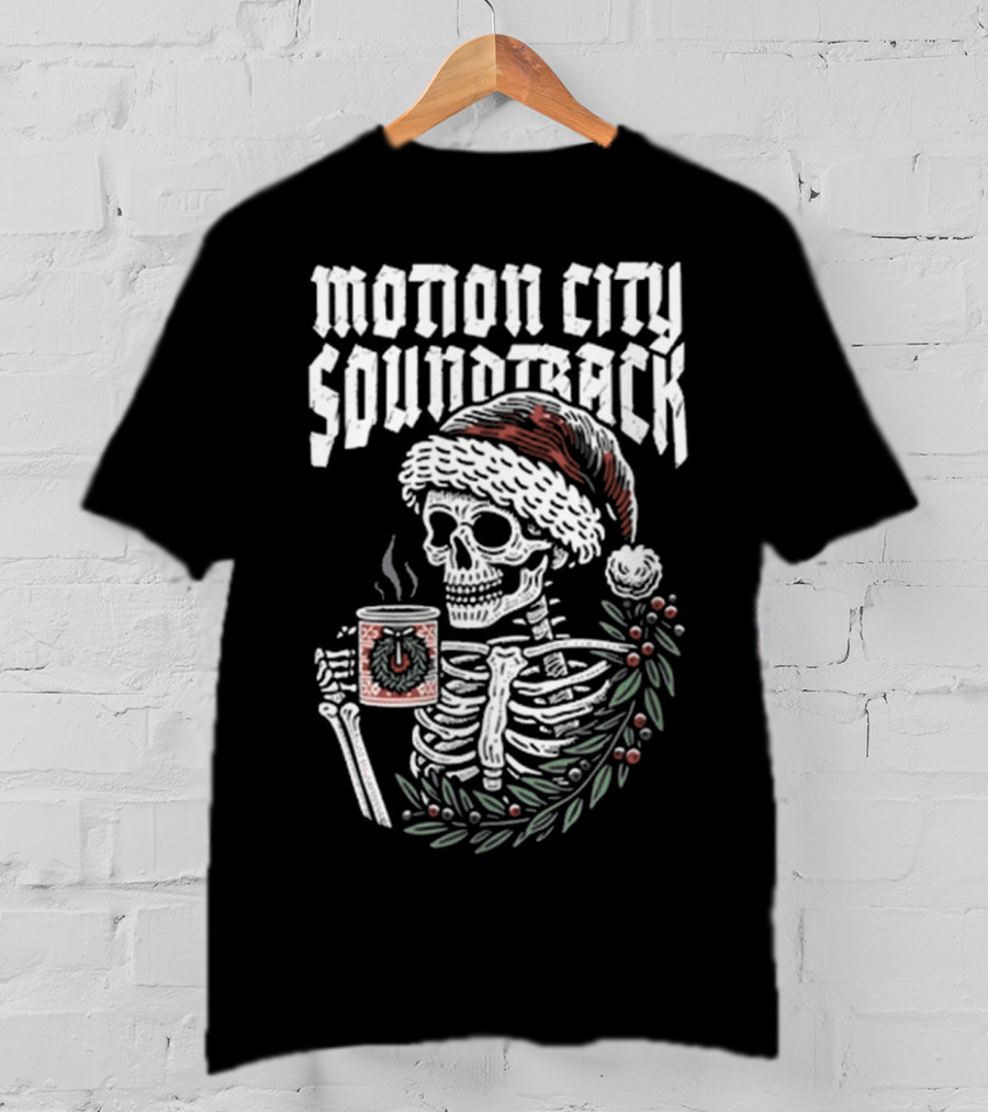Motion City Soundtrack Skeleton Santa Hat Hot Cocoa Christmas T-Shirt