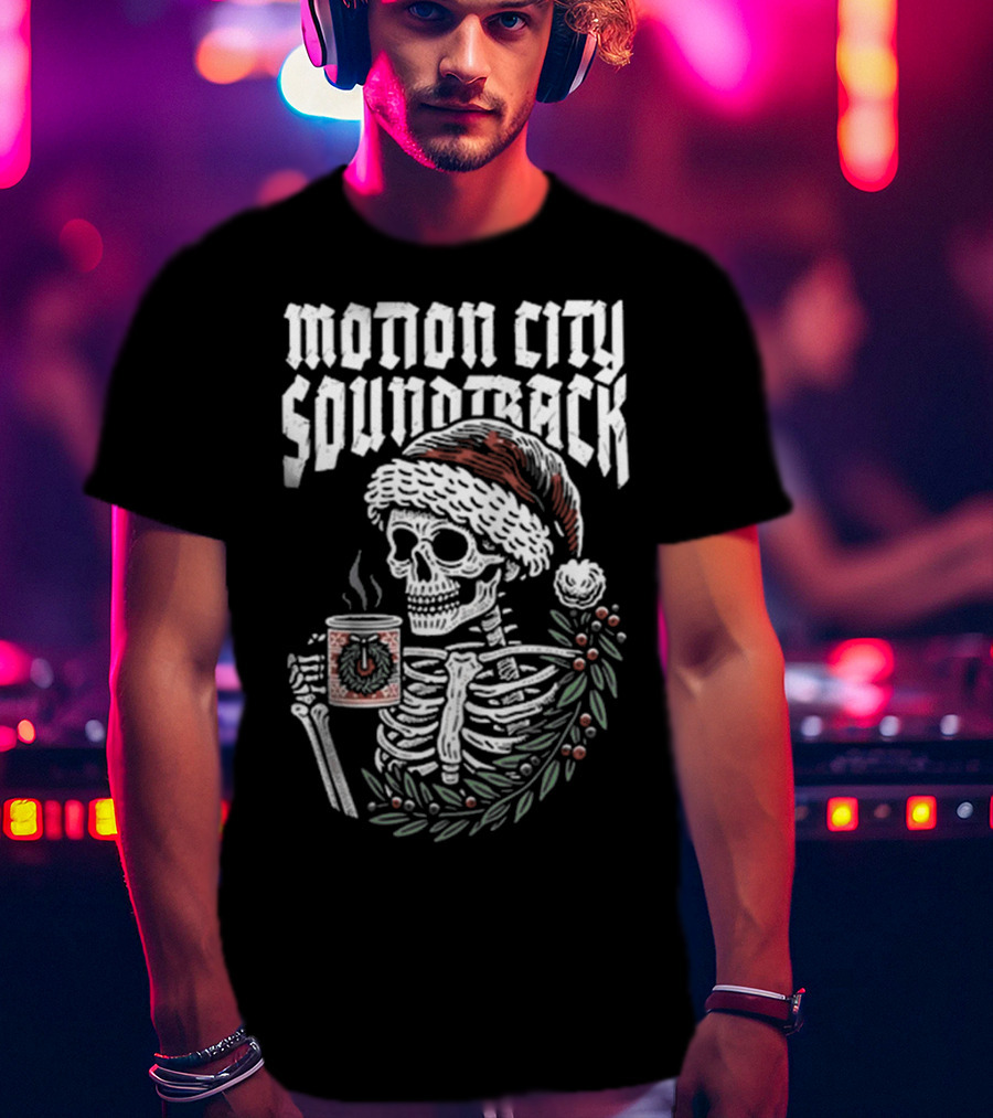 Motion City Soundtrack Skeleton Santa Hat Hot Cocoa Christmas T-Shirt