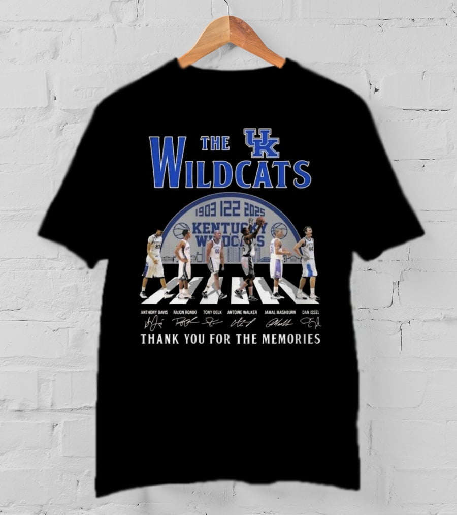 The Kentucky Wildcats 1903-2025 Signatures Thank You For The Memories Anthony Davis Rajon Rondo Tony Delk Antoine Walker Jamal Mashburn Dan Issel T-Shirt