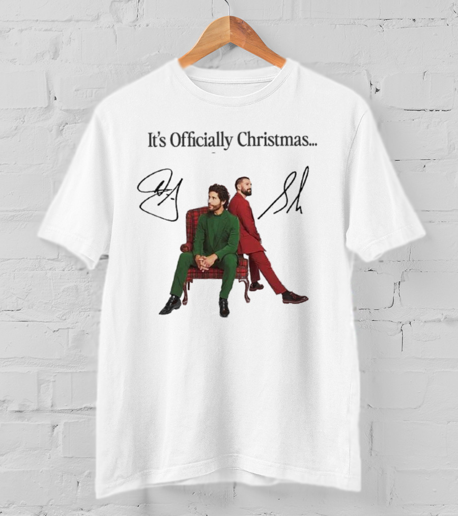 Dan And Shay It's Officially Christmas Signatures Plaid Chair Suits T-Shirt