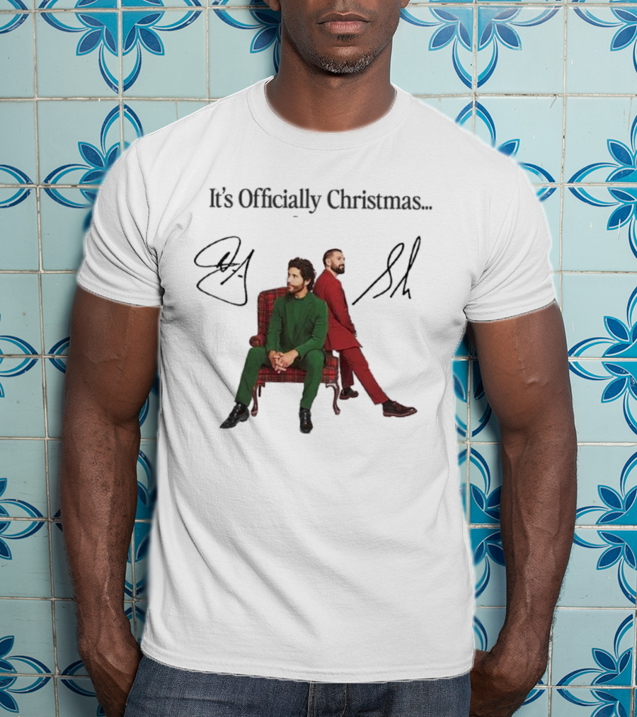 Dan And Shay It's Officially Christmas Signatures Plaid Chair Suits T-Shirt