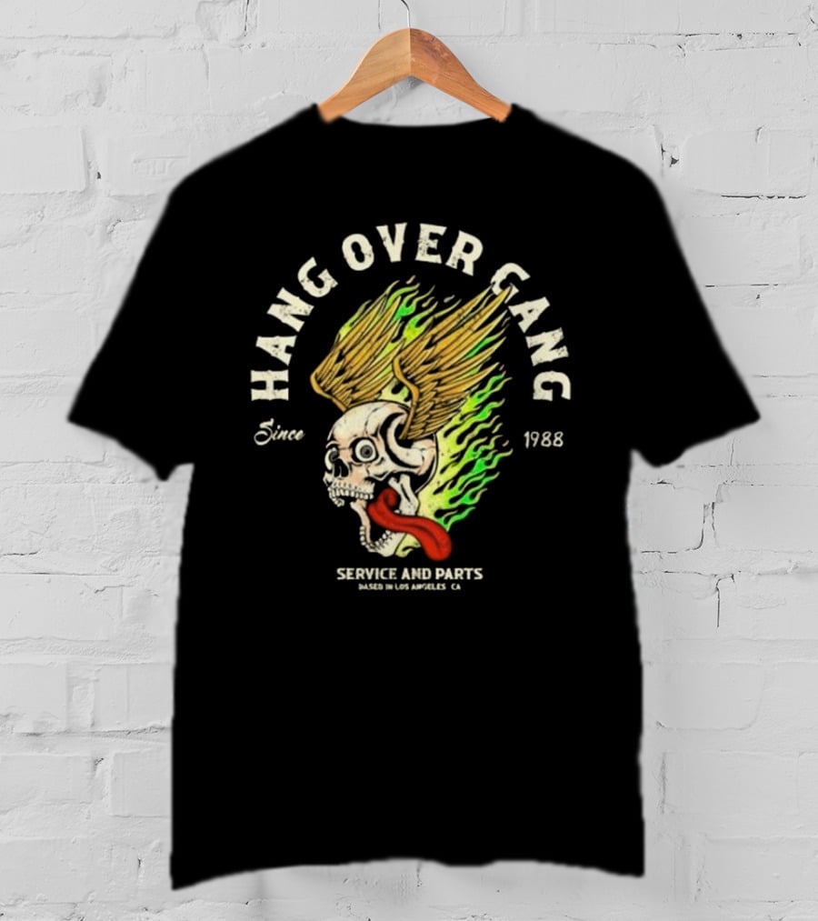 Hangover Gang Since 1988 Skull Wings Service And Parts Los Angeles CA T-Shirt