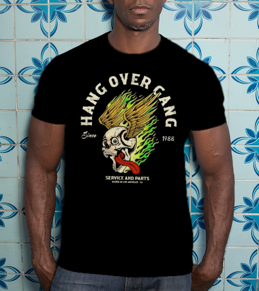 Hangover Gang Since 1988 Skull Wings Service And Parts Los Angeles CA T-Shirt