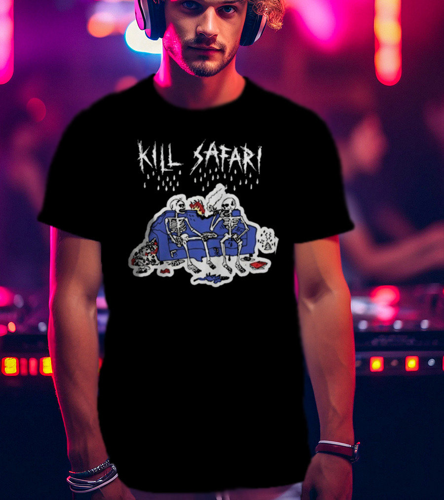 Kill Safari Skeletons Smoking On Couch T-Shirt