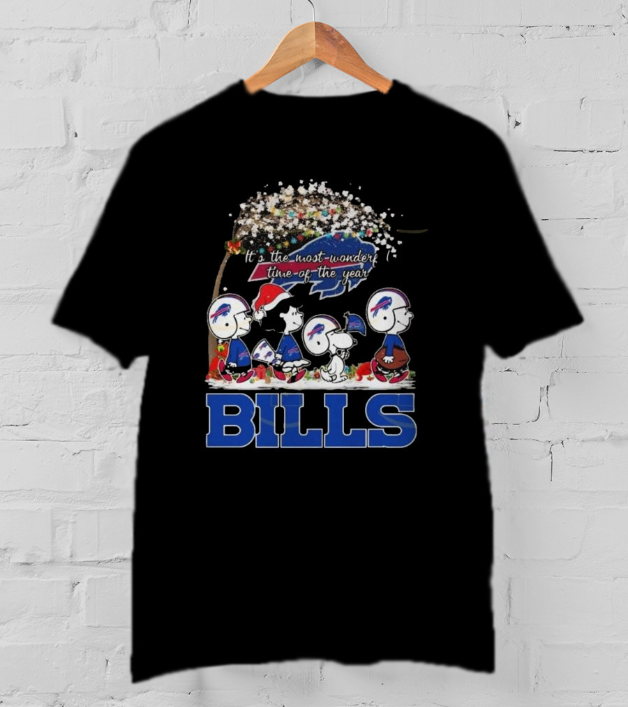 Peanuts Characters Buffalo Bills NFL Christmas It’s The Most Wonderful Time Of The Year T-Shirt