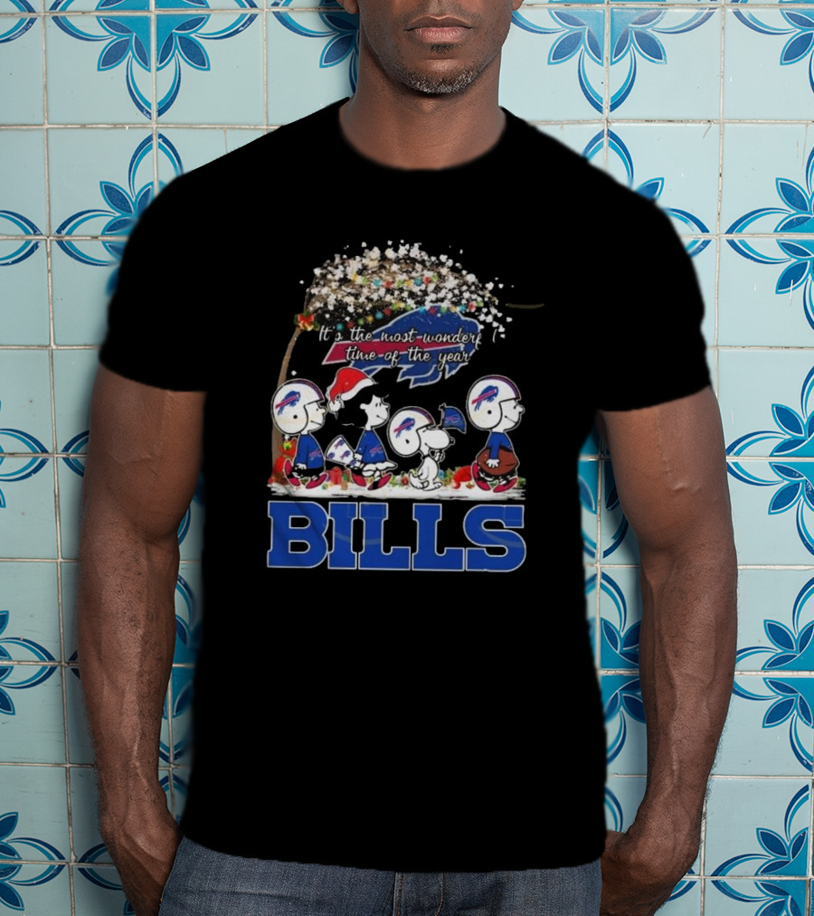 Peanuts Characters Buffalo Bills NFL Christmas It’s The Most Wonderful Time Of The Year T-Shirt