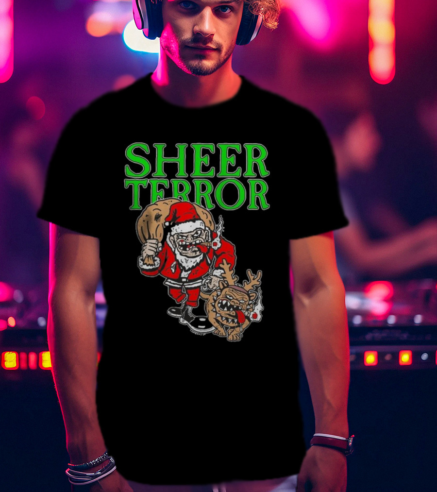 Screw Yule Sheer Terror Santa With Angry Reindeer T-Shirt