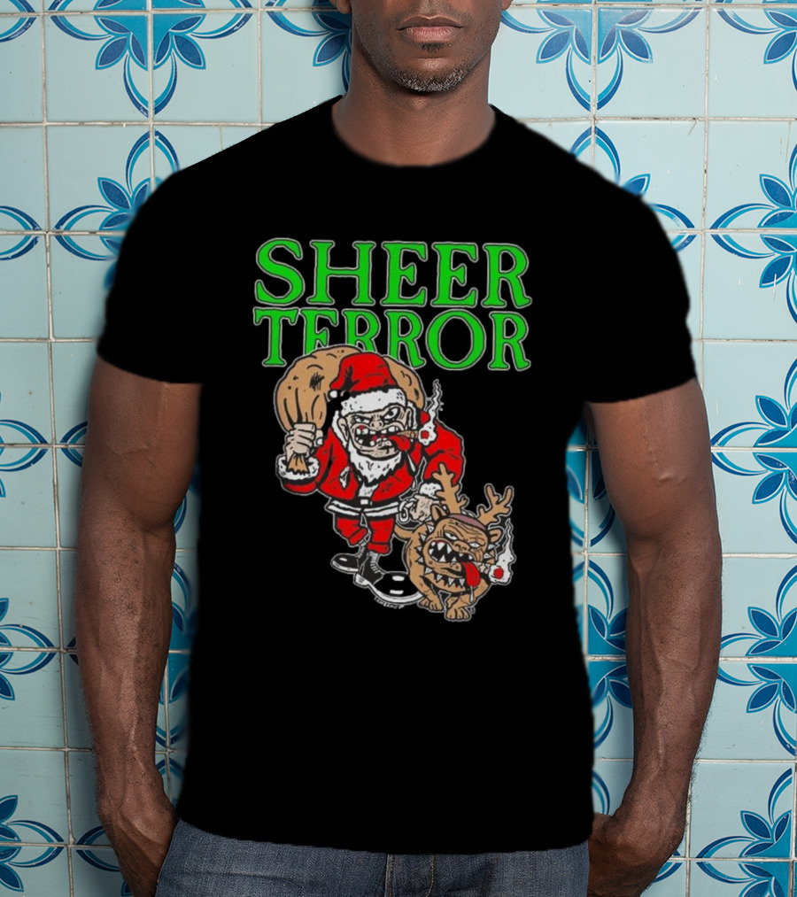 Screw Yule Sheer Terror Santa With Angry Reindeer T-Shirt
