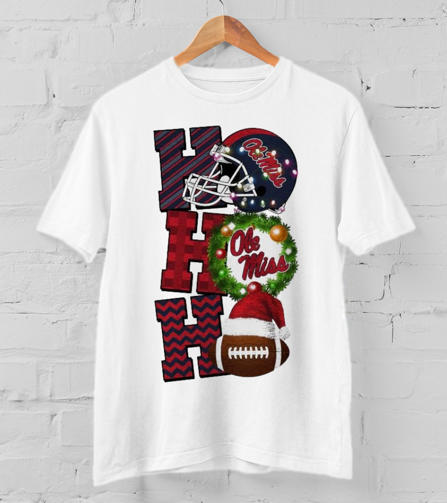 Ole Miss Rebels Ho Ho Ho Christmas Football Helmet Game Day T-Shirt