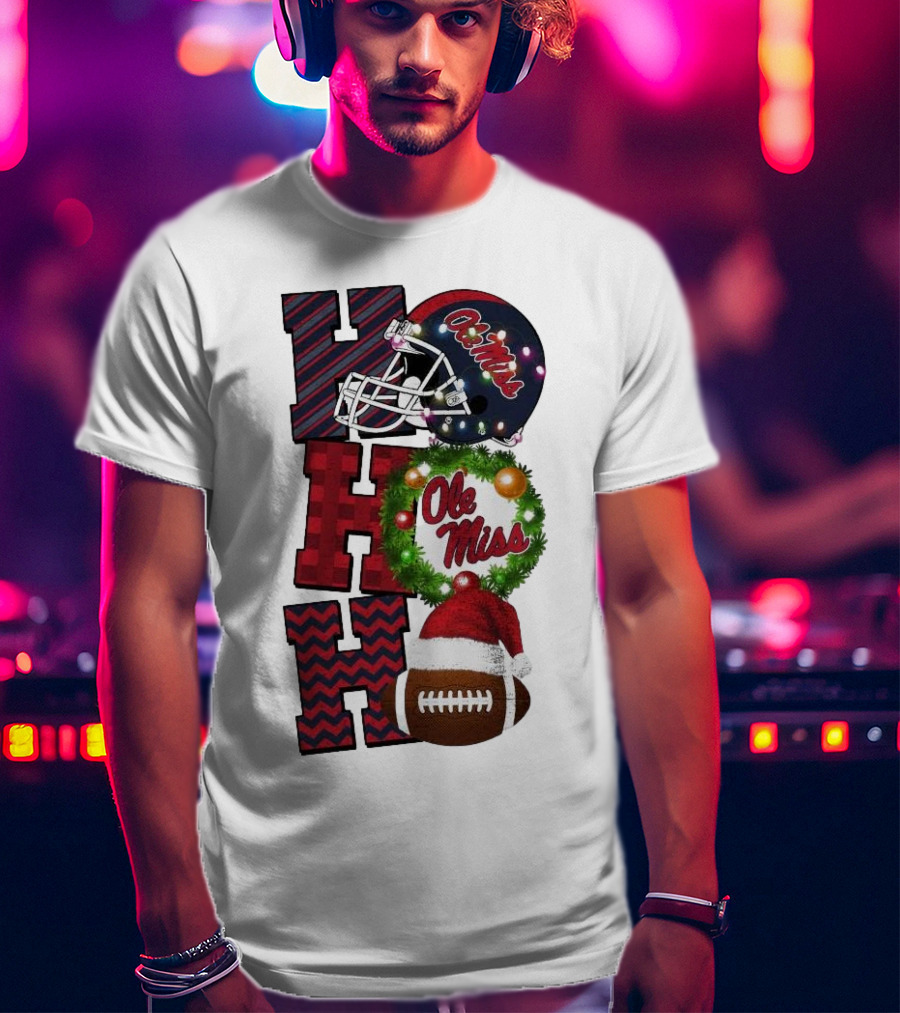 Ole Miss Rebels Ho Ho Ho Christmas Football Helmet Game Day T-Shirt