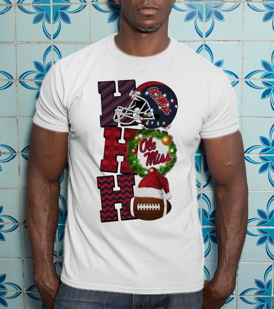 Ole Miss Rebels Ho Ho Ho Christmas Football Helmet Game Day T-Shirt