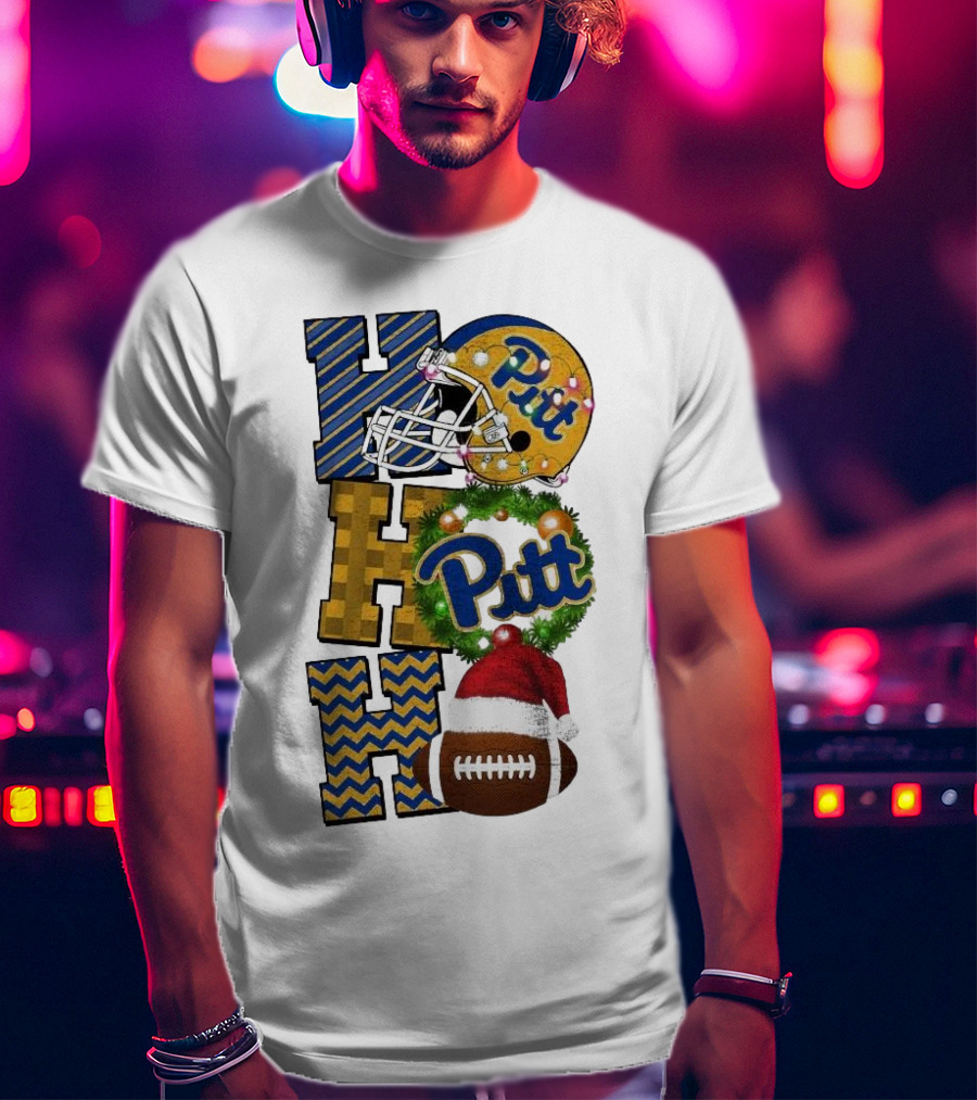 Pitt Christmas Game Day Ho Ho Ho Panthers Football T-Shirt