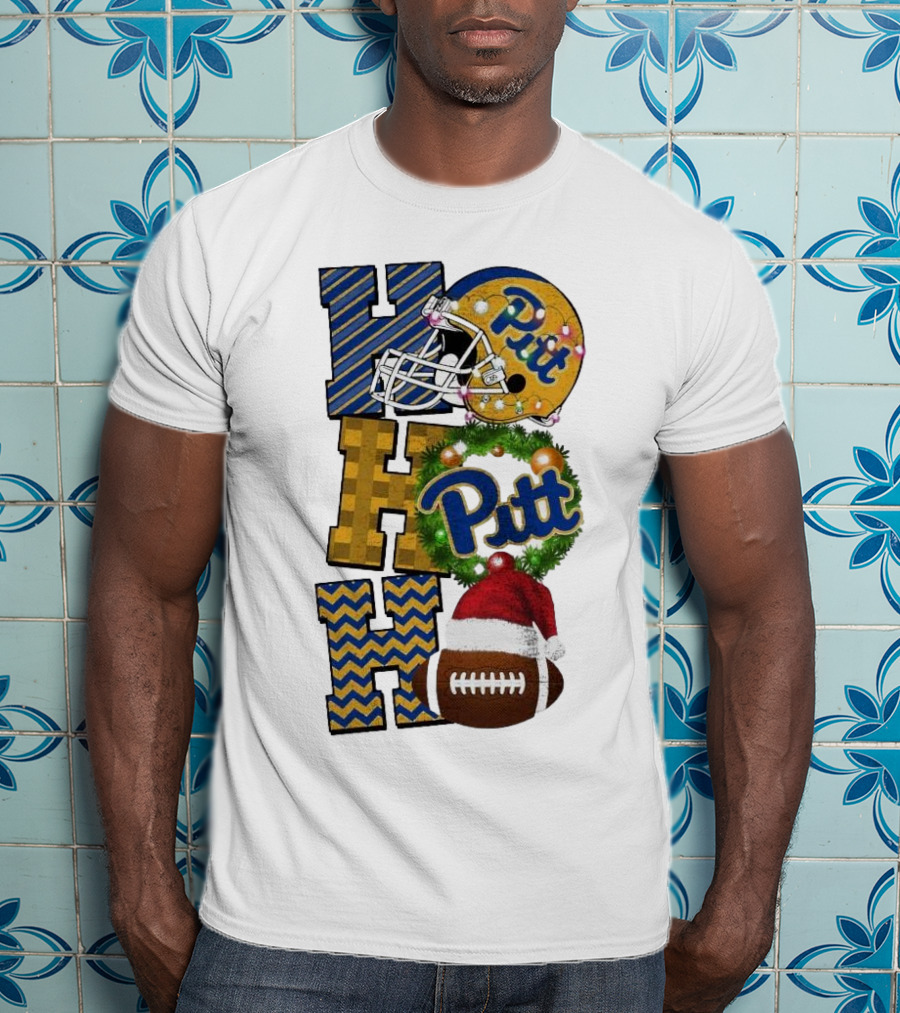 Pitt Christmas Game Day Ho Ho Ho Panthers Football T-Shirt
