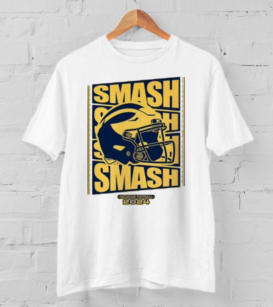 Michigan Football Smash Helmet T-Shirt