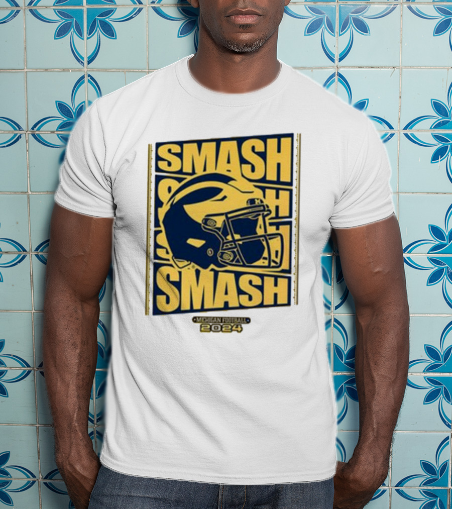 Michigan Football Smash Helmet T-Shirt