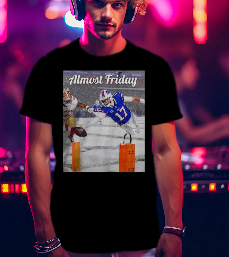 Almost Friday Josh Allen Diving Touchdown Snow Football T-Shirt