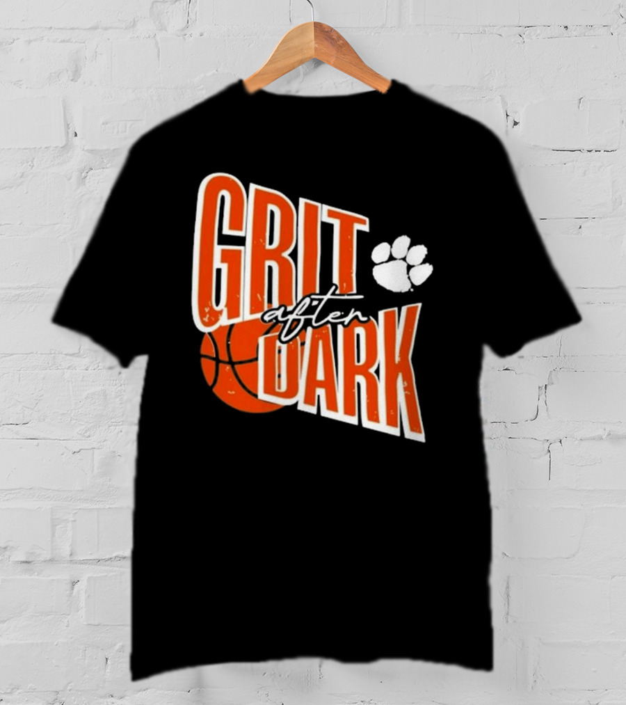 Clemson Grit After Dark Basketball And Paw Prints T-Shirt