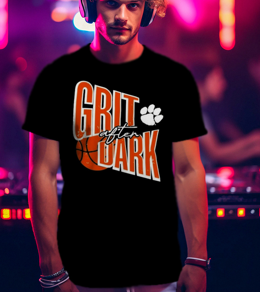 Clemson Grit After Dark Basketball And Paw Prints T-Shirt