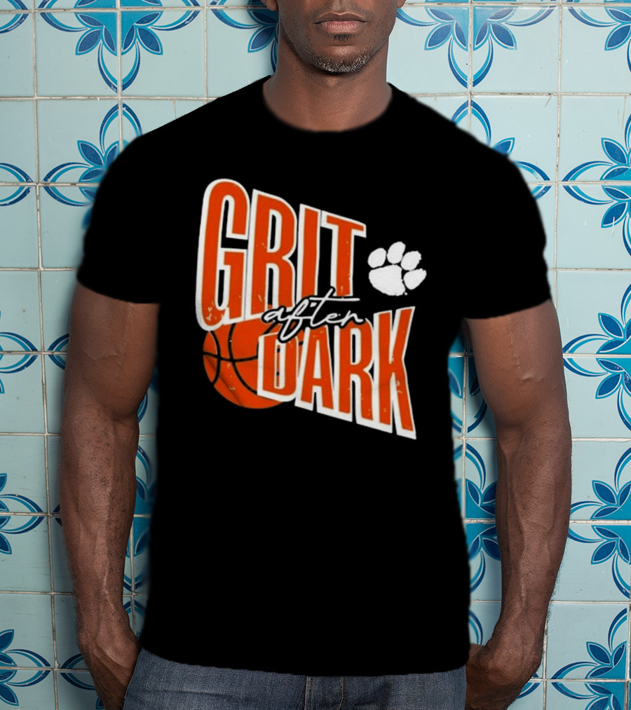 Clemson Grit After Dark Basketball And Paw Prints T-Shirt