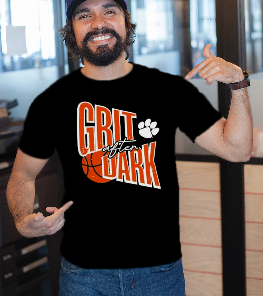 Clemson Grit After Dark Basketball And Paw Prints T-Shirt