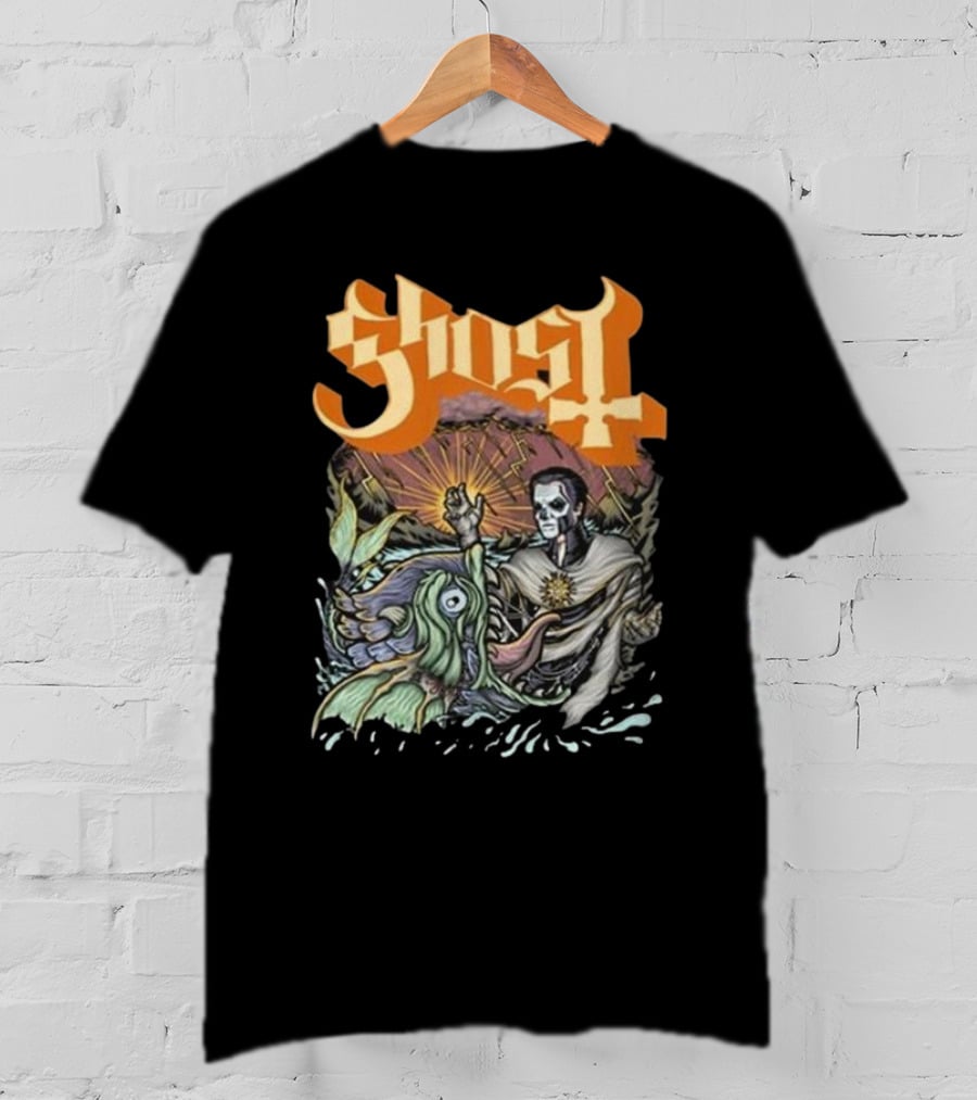 Ghost Papa And The Whale Legendary Encounter With Rising Sun Background T-Shirt