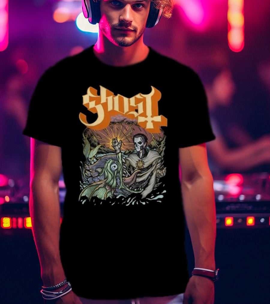 Ghost Papa And The Whale Legendary Encounter With Rising Sun Background T-Shirt