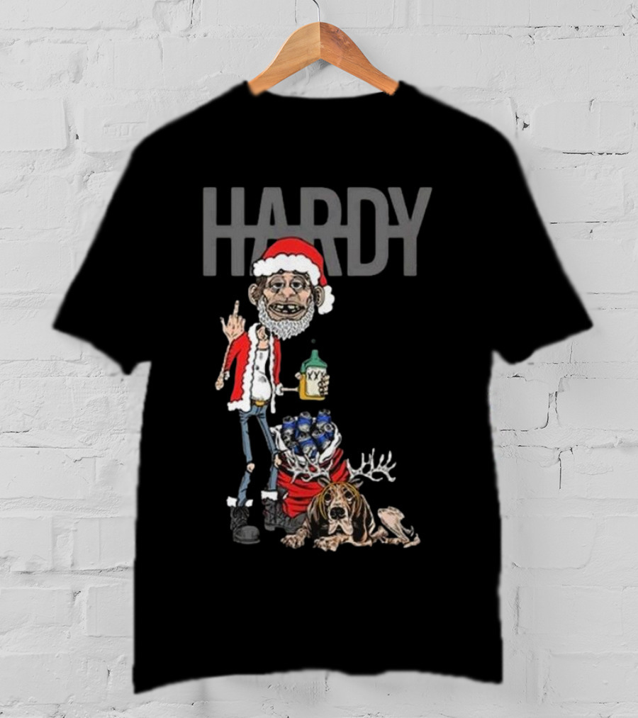 Hardy Christmas Santa Jim Bob With KY Bottle And Dogs Holiday T-Shirt